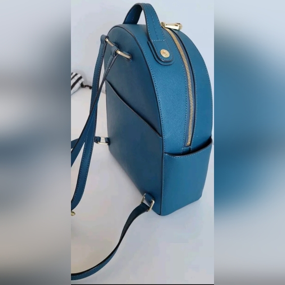 Henri Bendel New York Leather Backpack Blue Turquoise - Picture 14 of 16